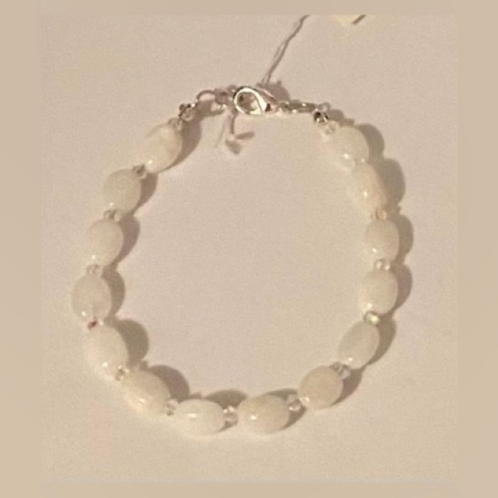 NEW White Snow Quartz & Swarovski crystal bracelet